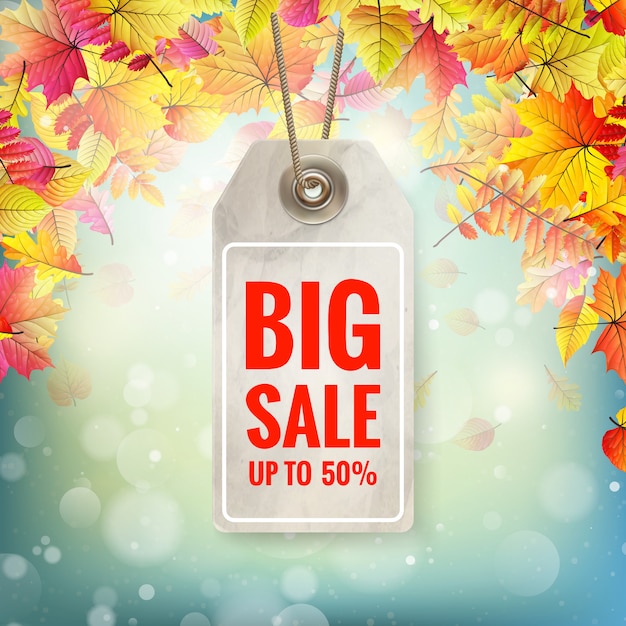 Vector autumn seasonal sale label.