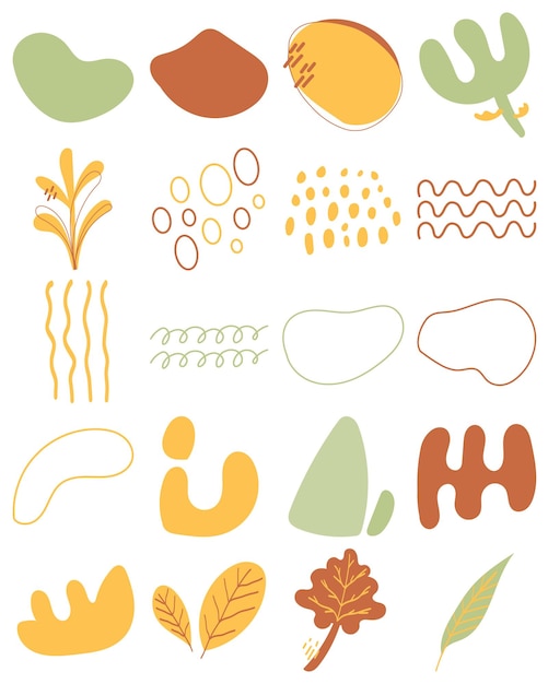 Vector autumn sensation abstract organische vormen illustratieset