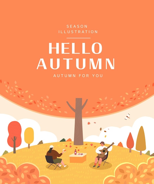 Vector autumn sentimental frame illustration webbanner