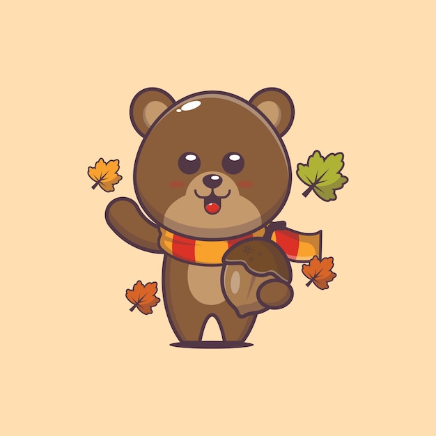 autumn session cute bear illustration