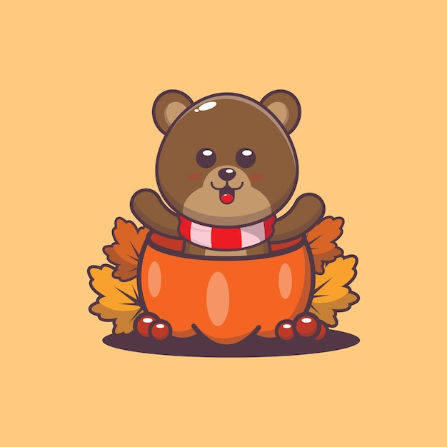 Illustrazione di orso carino sessione autunnale