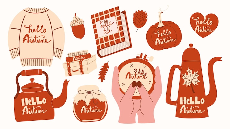 Vector autumn set handwritten elements