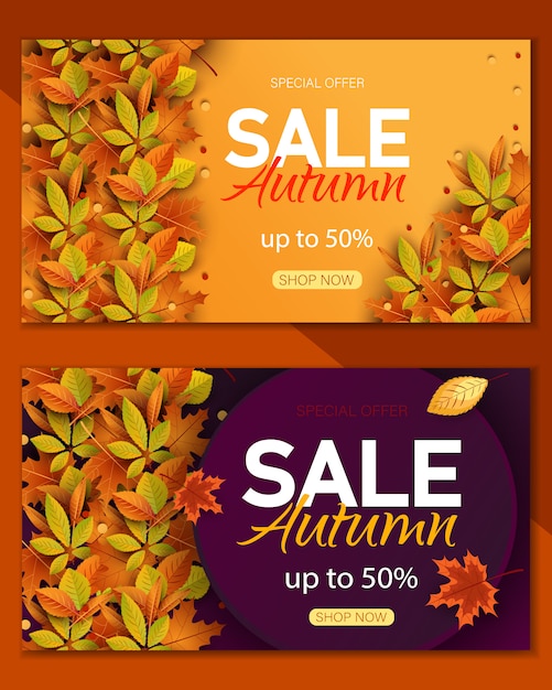 Vector autumn set sale backgrounds