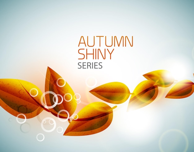 Autumn shiny flying leaves background