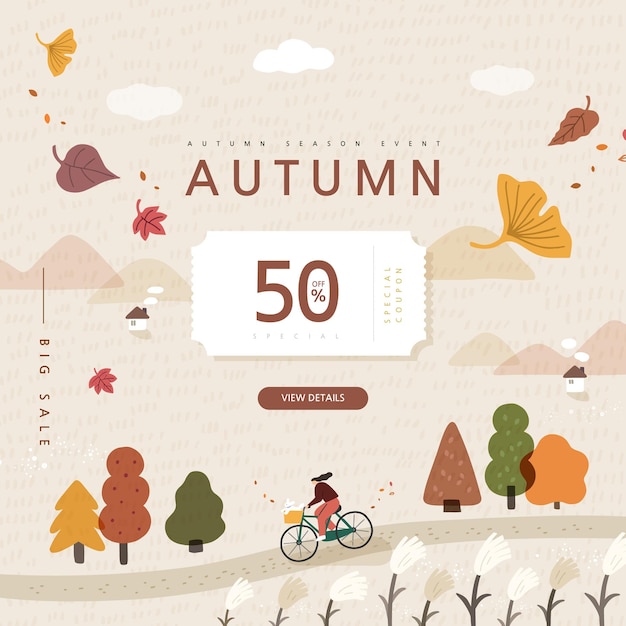 autumn shopping event illustration Banner