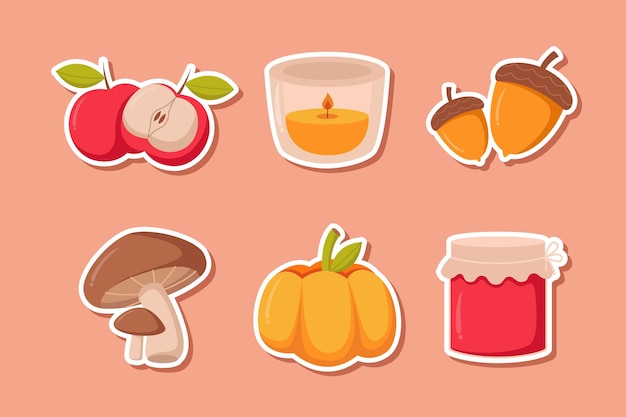 Vector autumn sticker set collection design