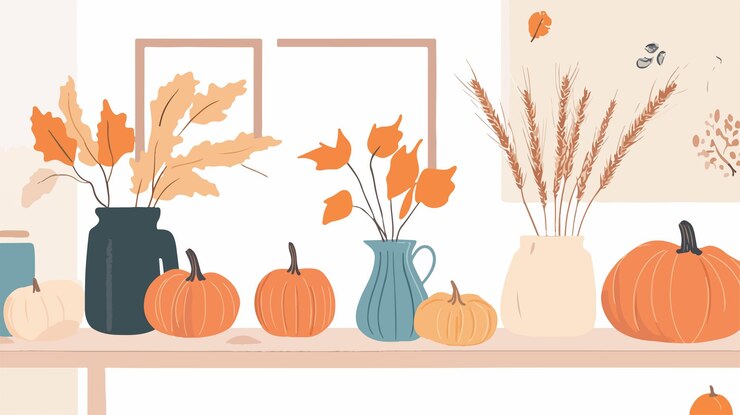 Vector autumn still life harvest pumpkins for fall home decorations
