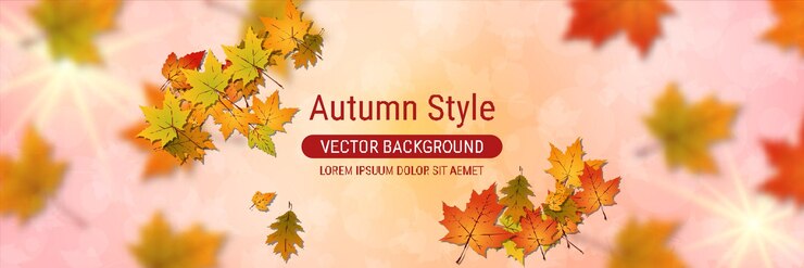 Vector 가을 스타일의 수평 터 흐릿한 배경과 다채로운 잎