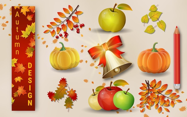 Autumn style icon vector collection