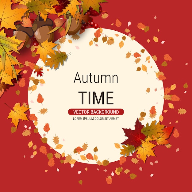 Autumn style vector background with colorful fallen leaves