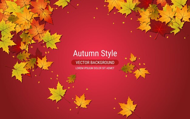 Autumn style vector background with colorful leaves