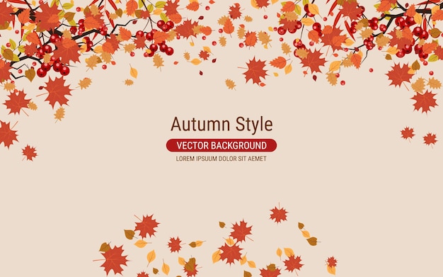 autumn style vector background with colorful leaves