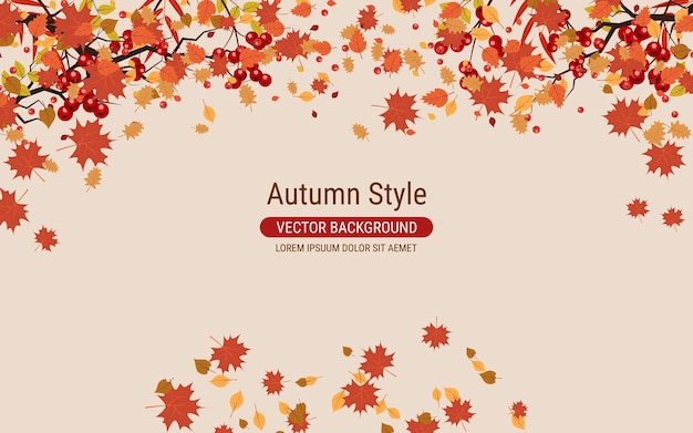 Autumn style vector background with colorful leaves