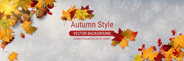 Autumn style vector banner design template