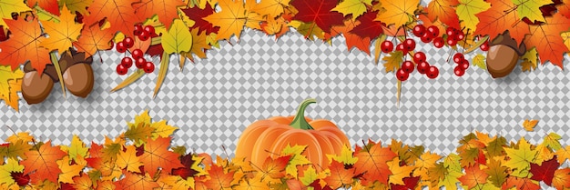 Autumn style vector banner with transparent background