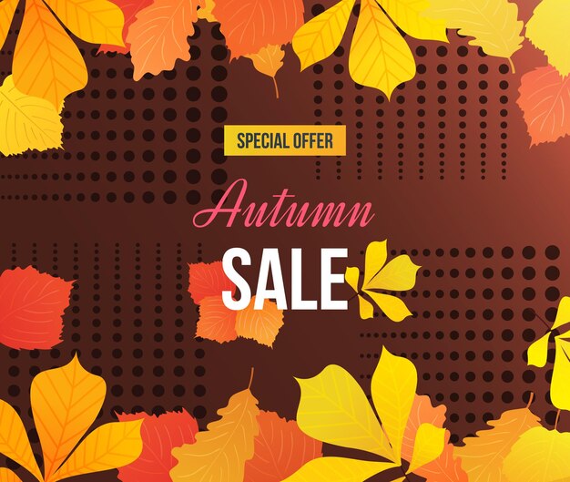 Autumn super sale background with colorful seasonal leaves