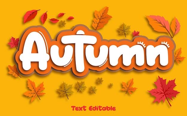 完全に編集可能な秋のテキスト効果紙カット スタイル