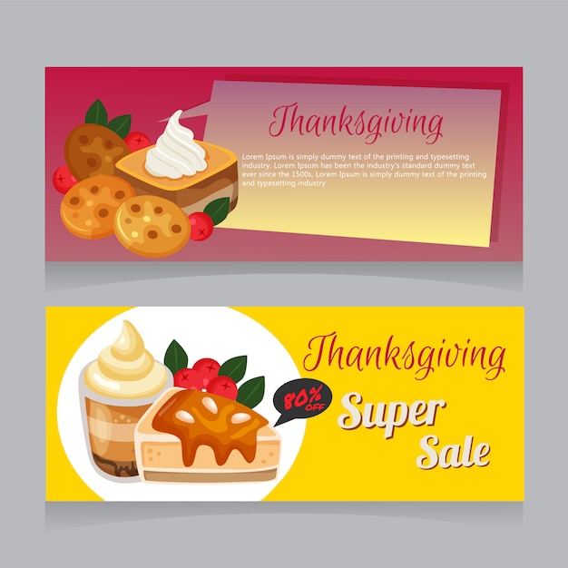 Autumn thanksgiving banner with snacks