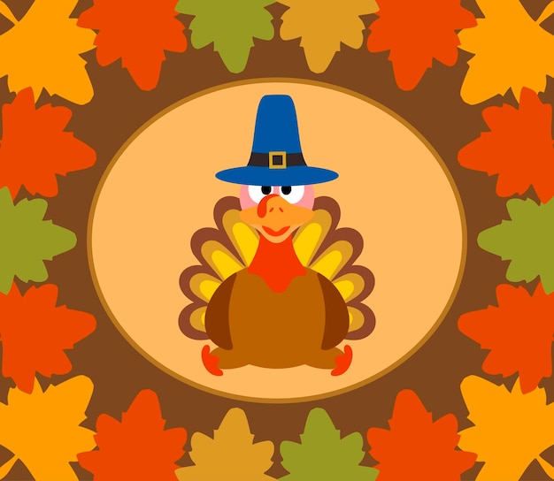 Vector autumn thanksgiving day background with turkey