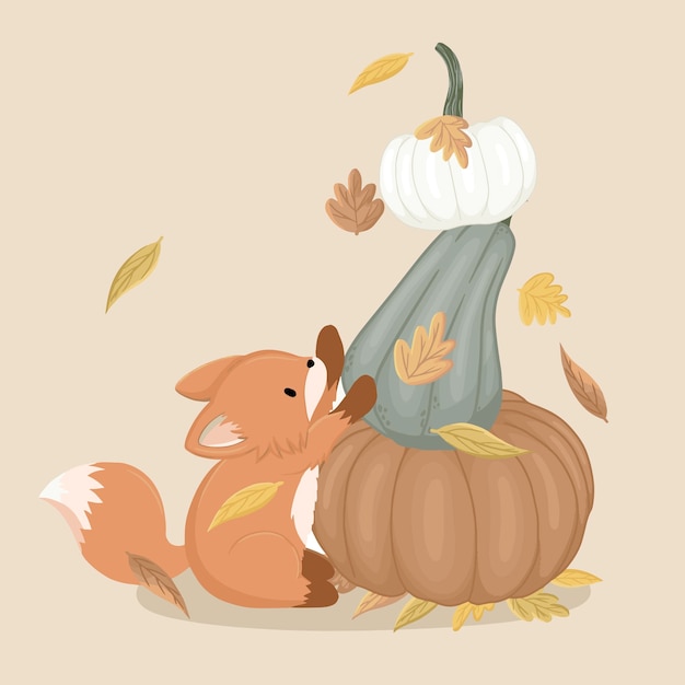 Vector autumn theme art with pumpkins. cozy vector art