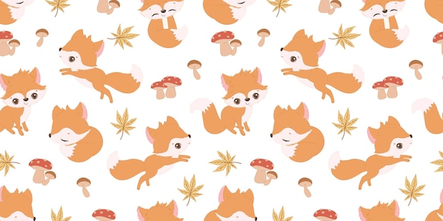 Vector autumn themed seamless pattern