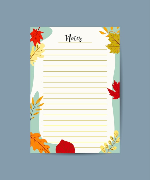 autumn todo list notes template with maple leaves and autumn berries planning and recording of daily tasks