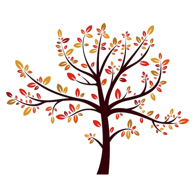 Vector autumn tree icon flat vector leaf foliage maple season