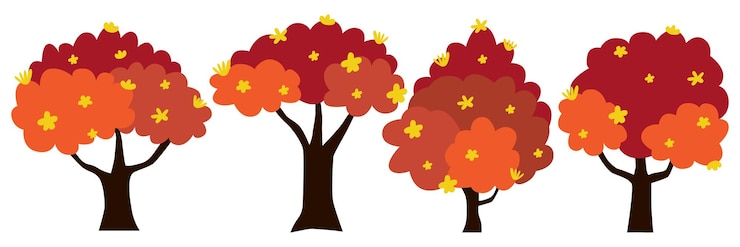 Vector autumn tree set elements vector illustration