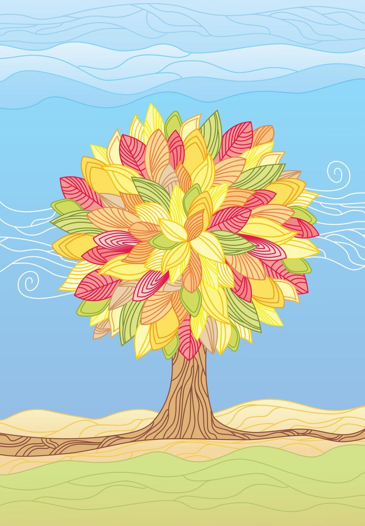 Vector autumn tree vector illustrations