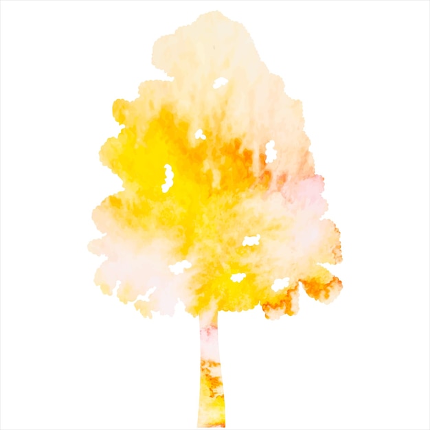 Autumn tree watercolor silhouette on white background isolated vector