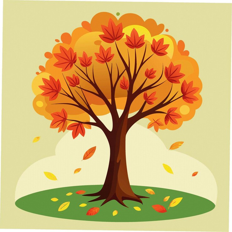 Vector autumn tree with colorful leaves