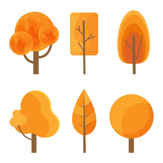 Autumn trees set