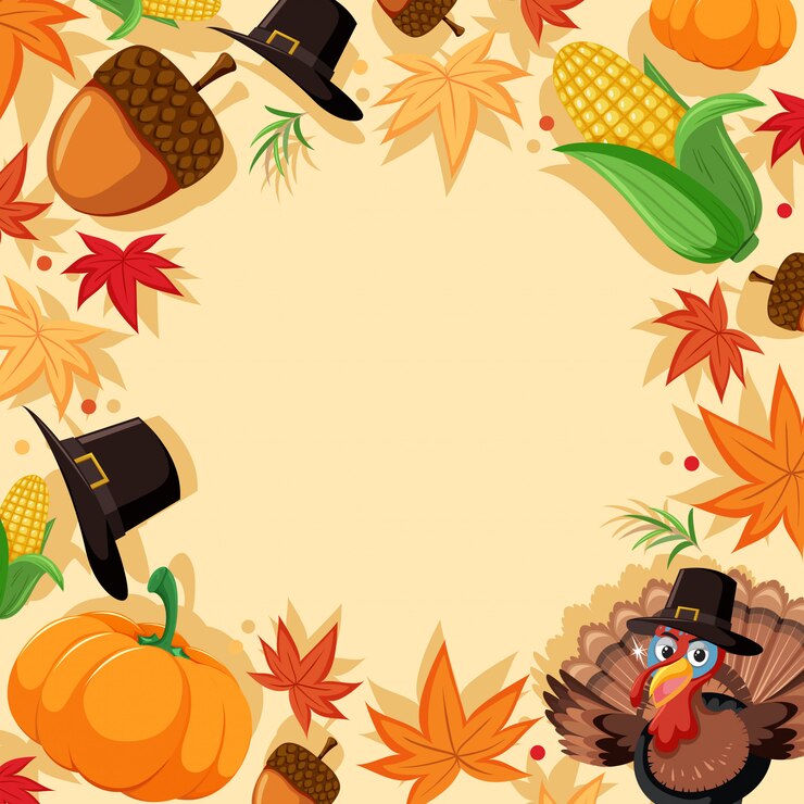Vector autumn turkey border template