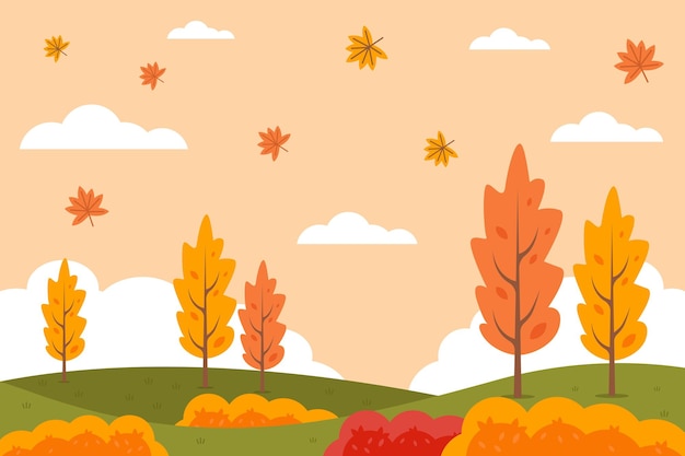 Vector autumn vector background illustration in flat design
