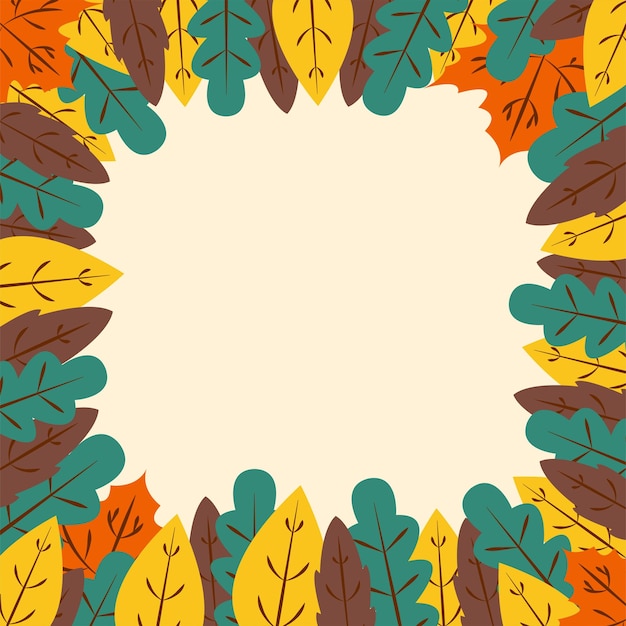 Autumn vector background with colorful leaves and blank space for text