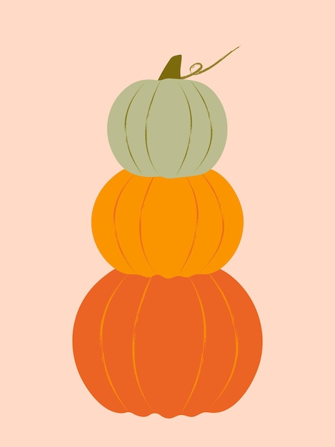 Autumn vector illustration. Pyramid of pumpkins.