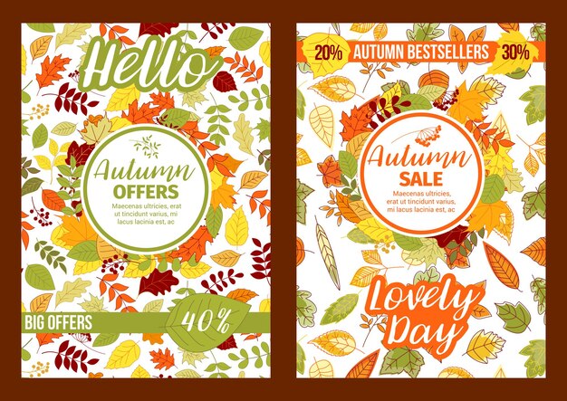 autumn vector sale posters of fall leaf foliage