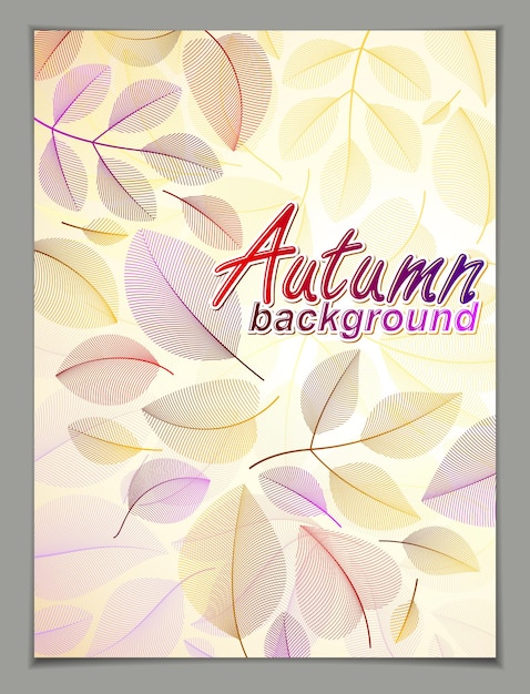 Autumn vertical banner design, vector yellow and red leaves floral beautiful background, Autumn Sale, advertising poster, brochure or flyer design. Stylish classy botanical drawing, environment.