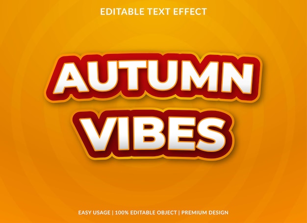 Autumn vibes editable text effect template premium vector