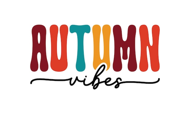 Autumn Vibes Retro Fall pompoen citaat belettering met witte achtergrond