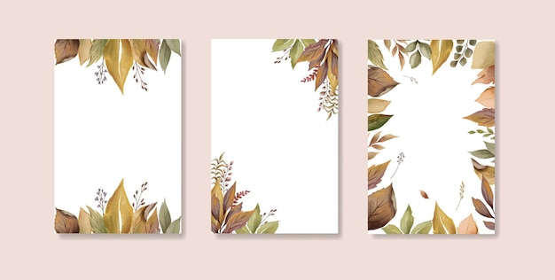 Autumn watercolor dry leaves frame