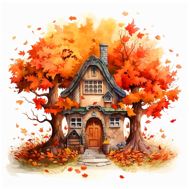 Autumn watercolor paint ilustration