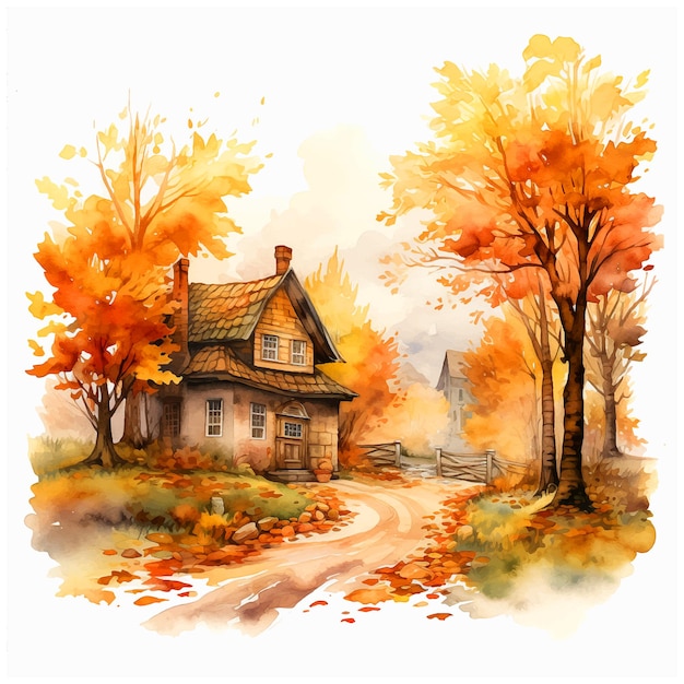 Autumn watercolor paint ilustration