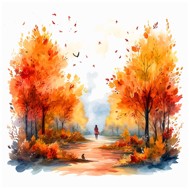 Vector autumn watercolor paint