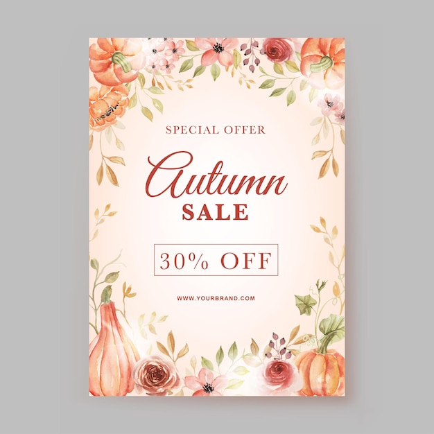 Modello di poster di promozione stile acquerello autunnale