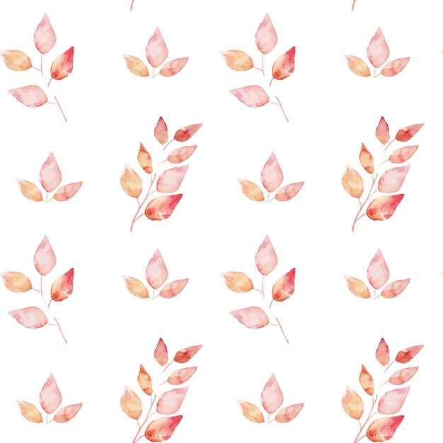 Vector autumn watercolors leaves seamless pattern red fall leaves