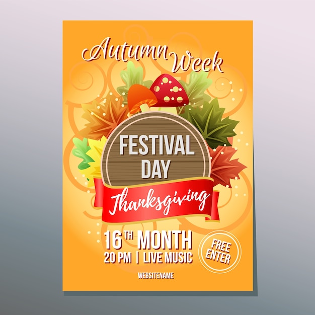 Vector autumn week thanksgiving maple leaf poster