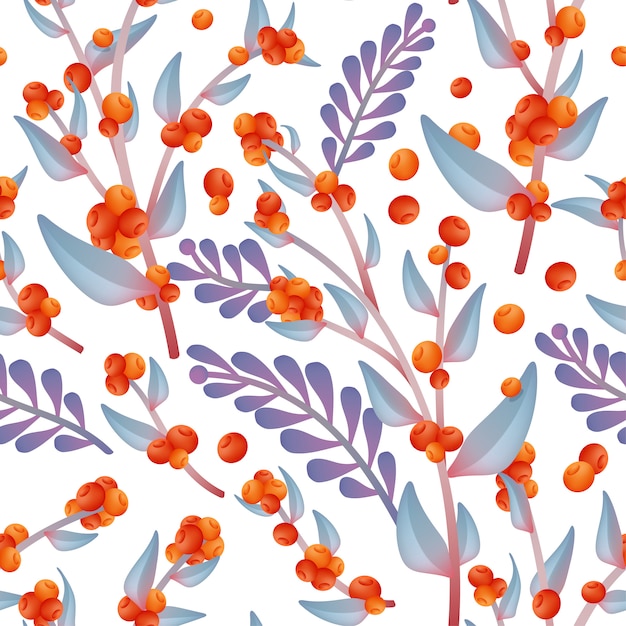  Autumn Wild Flower Seamless Fabric or Wrapping Paper Pattern, Orange & Purple.