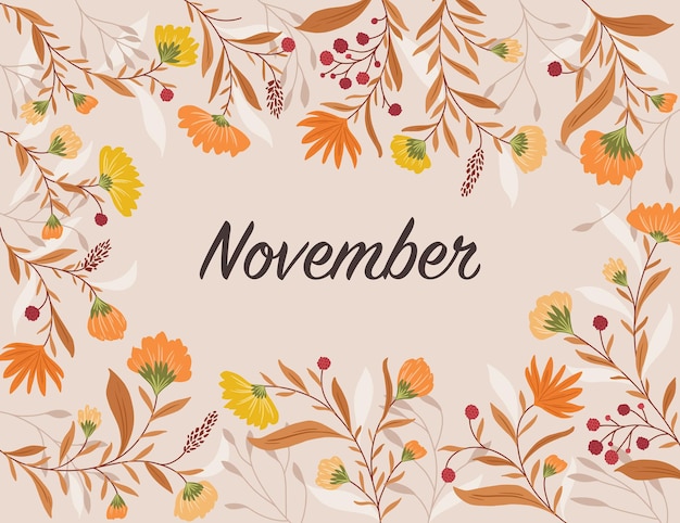 Autumn winter floral background