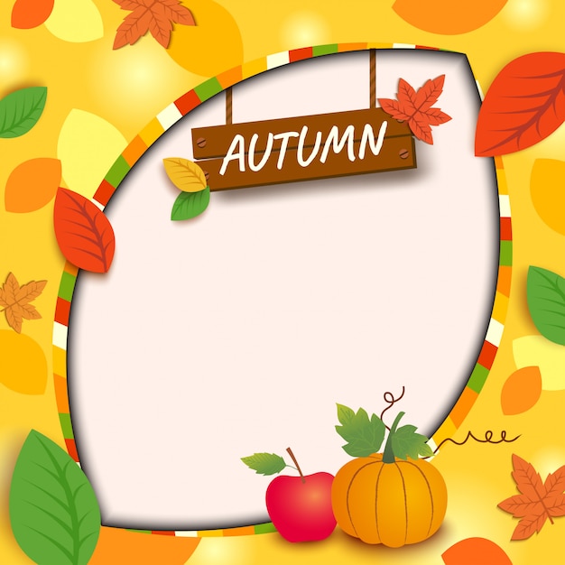 Autumn wood sign background